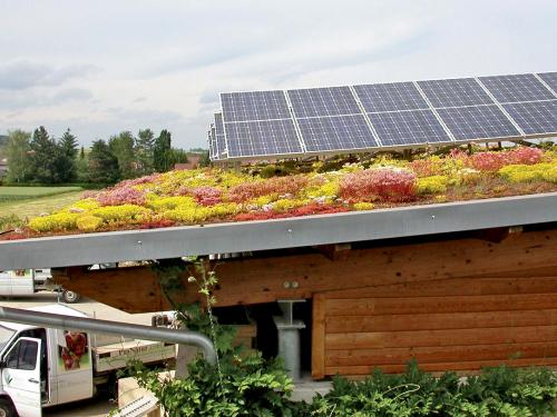 Instalación fotovoltaica en una cubierta ajardinada inclinada 